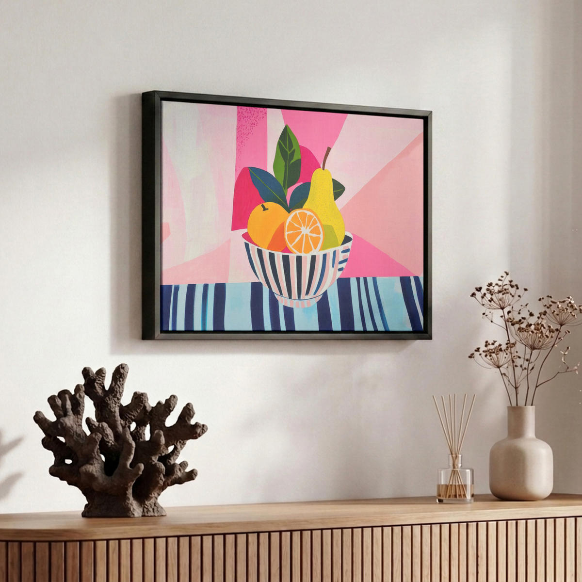 LEINWAND Bilder mit Rahmen - Obst - Abstrakter Hintergrund - Rosa - 30x20 - Pink, Textil (30/20cm) - MuchoWow