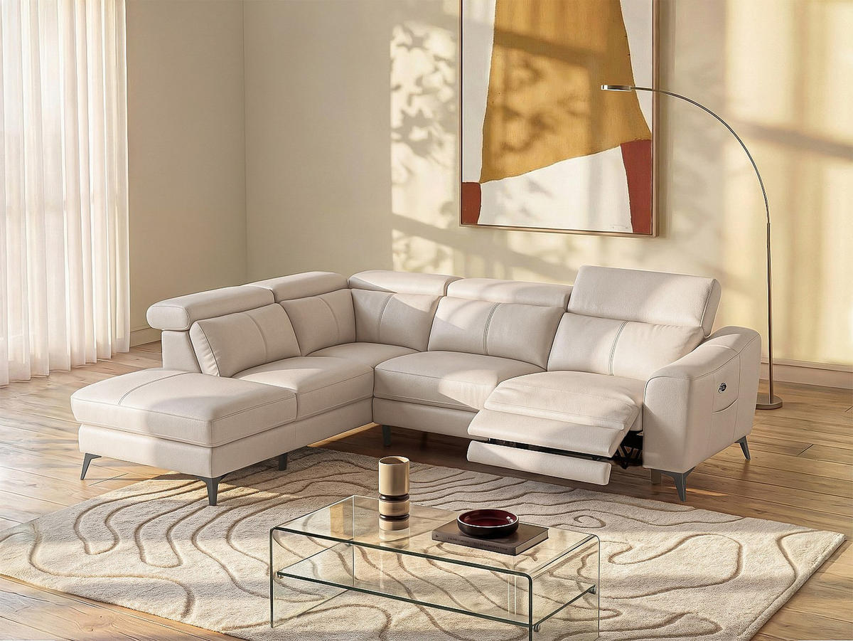 RELAXSOFA - 5 Personen - Leder - Cremefarben - - Creme, Leder (275/79/223cm) - Vente-Unique