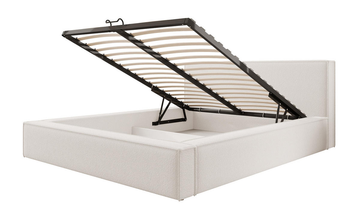 POLSTERBETT Bocalio Cremeweiß Boucle 180 cm - Creme, Textil (180/200cm) - Selsey