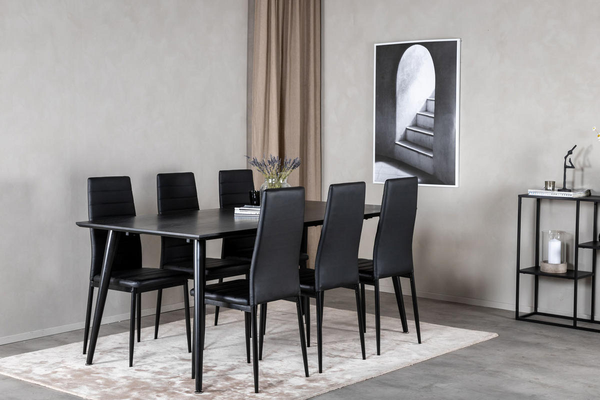 TISCHGRUPPE Schwarz - Schwarz, Holzwerkstoff (90/75/180cm) - ebuy24