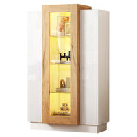 VITRINE Weiß-Holzoptik mit Acryltüren, App-gesteuerter LED 74 × 40 × 120 cm - Weiß, Holzwerkstoff (40/120/74cm) - Luhomfu