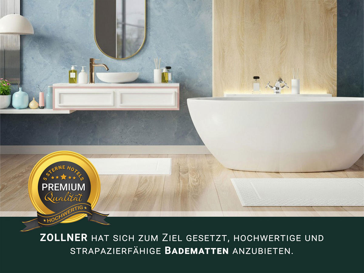 BADEMATTE, 2er-Set, 50x80 cm, 100% Baumwolle - Weiß, Textil (50/80cm) - Zollner