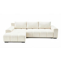 ECKSOFA Ovia mit Bettkasten und Schlaffunktion, Bouclé-Stoff in L-Form - Beige, Textil (270/185cm)