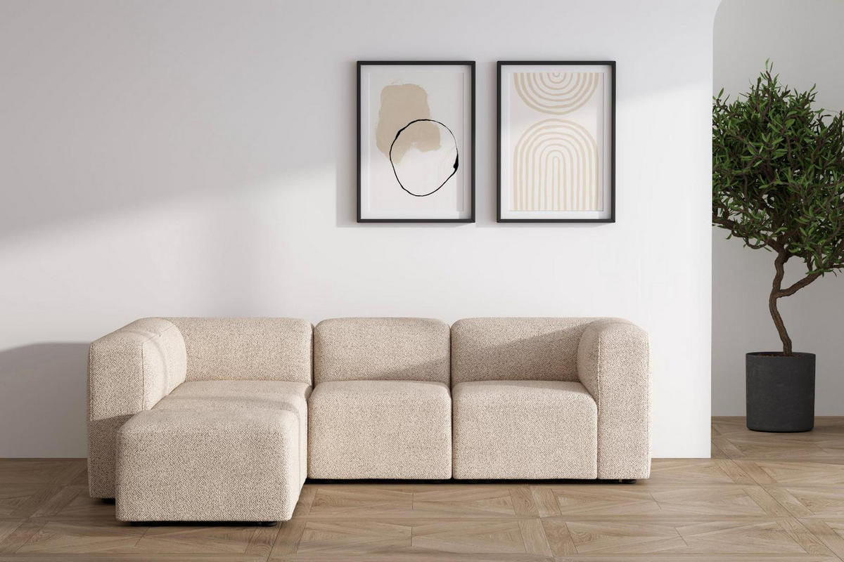 CHAISELONGSOFA Cubic Stoff Beige - Beige, Textil (257/257cm) - ebuy24