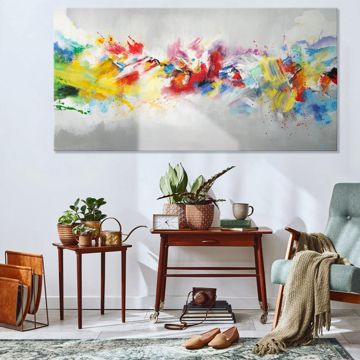 GEMÄLDE Buntes Leben auf Keilrahmen 120x60 cm - Multicolor, Holz (120/60cm) - YS-art gallery