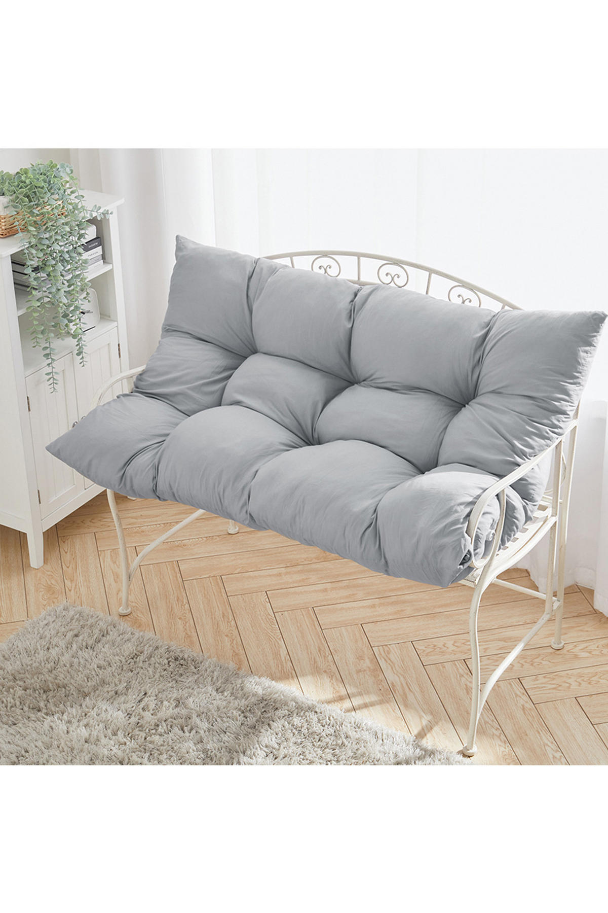 BANKKISSEN Hellgraues rechteckiges getuftetes Komfortabel & Langlebig Gestepptes Design 120 x 80 cm - Grau, Textil (80/120cm) - Livingandhome