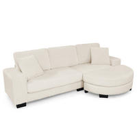 4-SITZER ECKSOFA Cord Beige mit Hocker und Kissen - Beige, Holzwerkstoff/Kunststoff (256.5/133.5cm) - WISHDOR