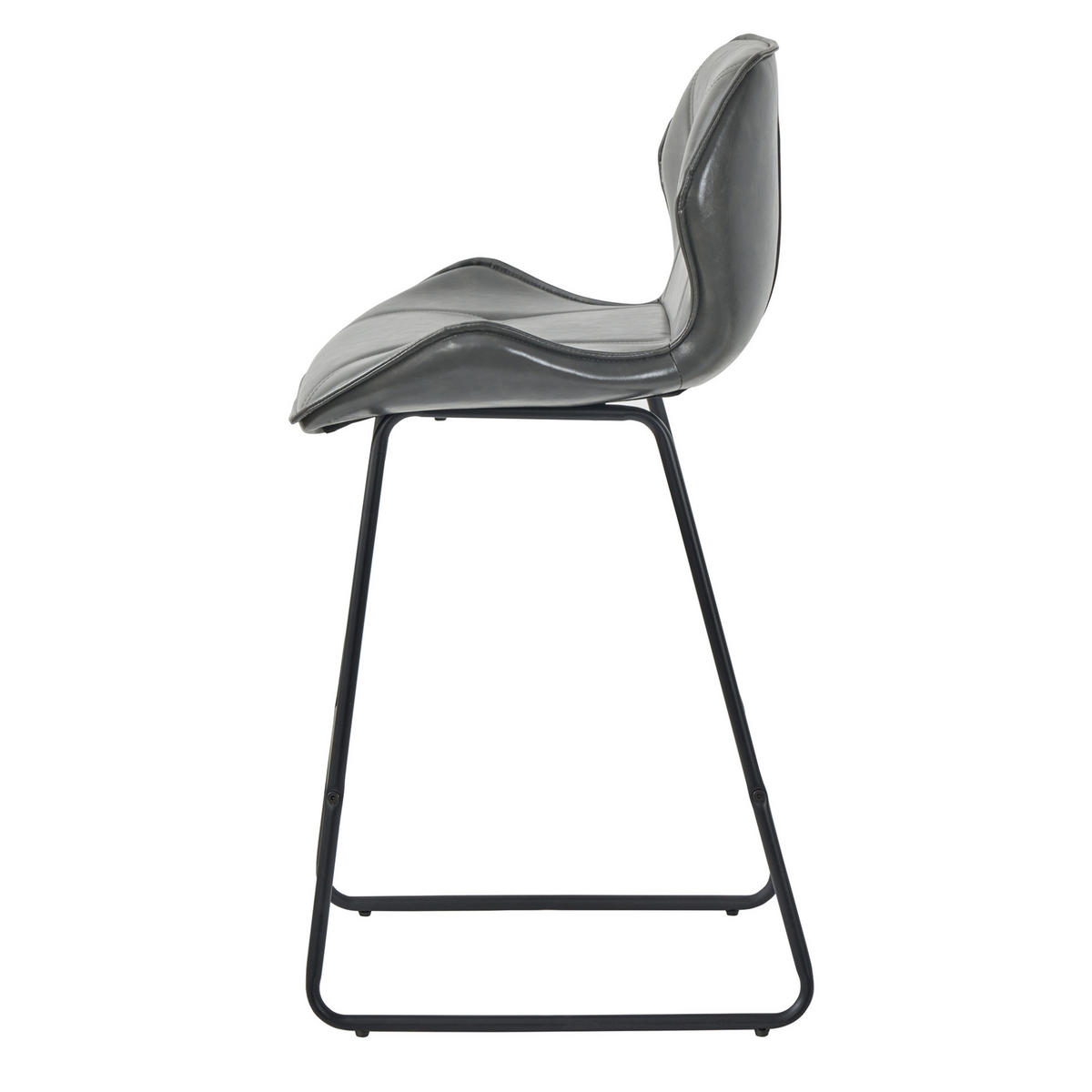 BARHOCKER 2er-Set mit Rückenlehne Kunstleder Grau - Grau, Metall (47/91.5/48.5cm) - Meubliv