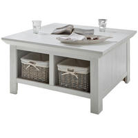 COUCHTISCH Pinie weiß 93 x 93 cm, Wohnzimmertisch mit Truhe - Weiß, Holzwerkstoff/Metall (93/93/50cm) - Furn.Design