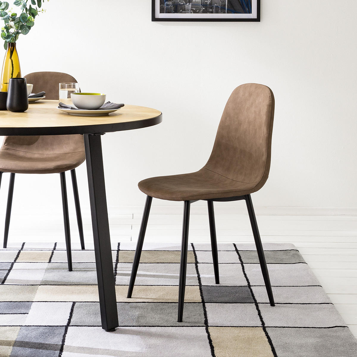 POLSTERSTUHL - Metall / Kunstleder - Braun, Kunststoff/Metall (44/87/53cm) - home24