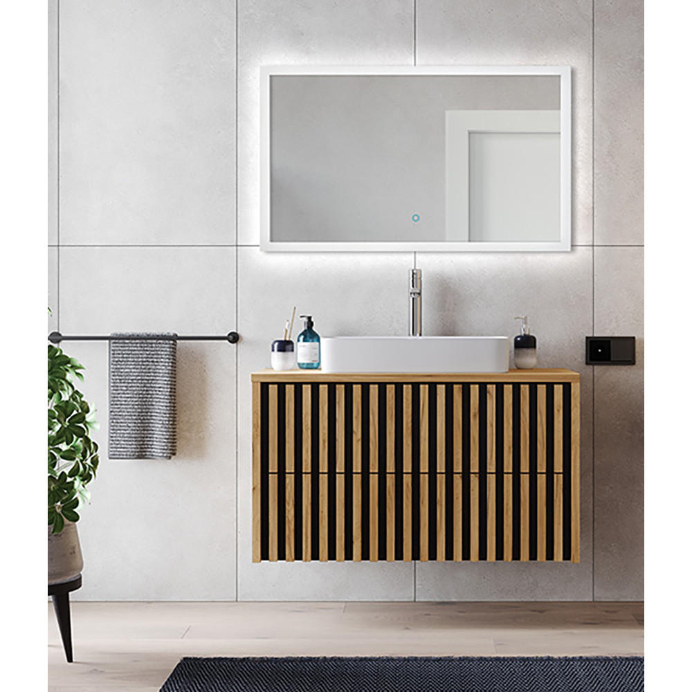 BADMÖBEL-SET 2-TLG. Lucca-107 - Braun, Holzwerkstoff (101/200/46cm) - Lomado