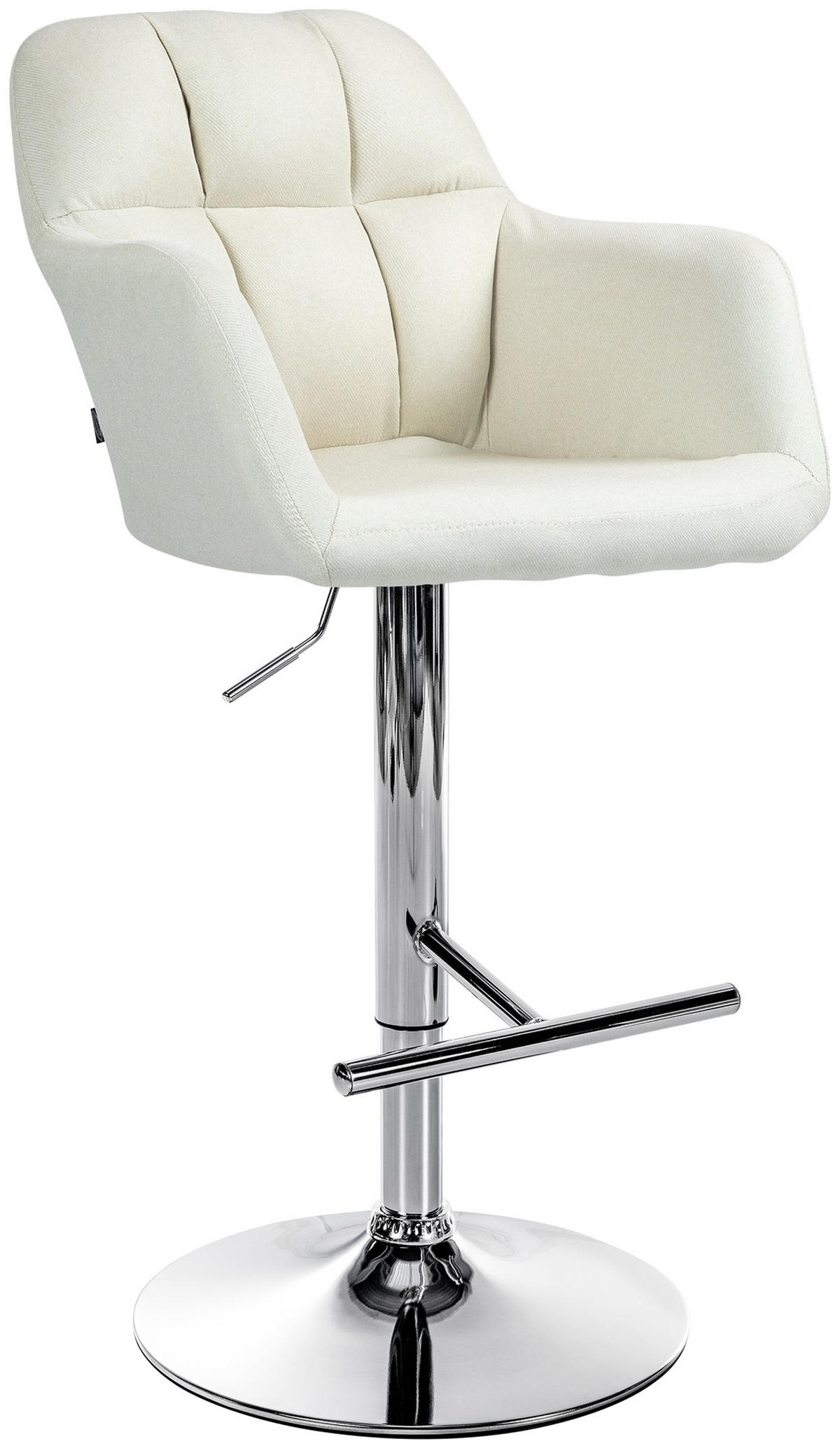 BARHOCKER Nardo Stoff chrom creme - Chromfarben/Naturfarben, Textil/Metall (57/118/59cm) - TPFLiving