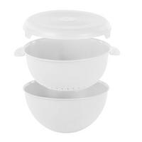 SCHÜSSEL mit Sieb und Deckel Ø 24 cm - Weiß, Kunststoff (29/29/12.5cm)