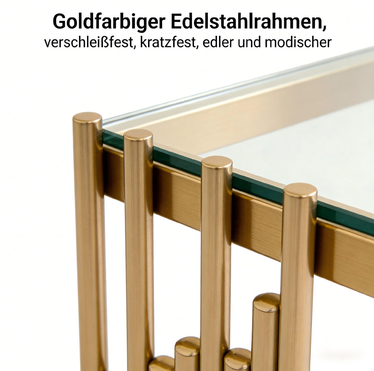 BEISTELLTISCH aus Edelstahl und Hartglas 32x32x37 cm Gold/Klar - Goldfarben, Metall (32/32/37cm) - IVMEU