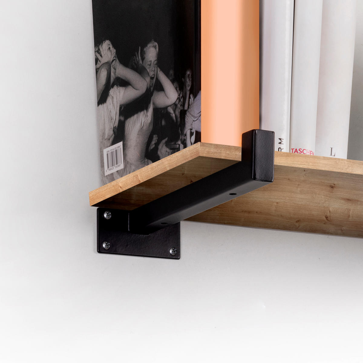 TRÄGER-SET für Regale in Holz Shelf mit Vierkantrohr, Stahl, Schwarz - Schwarz, Metall (11/5/24.5cm) - EMUCA