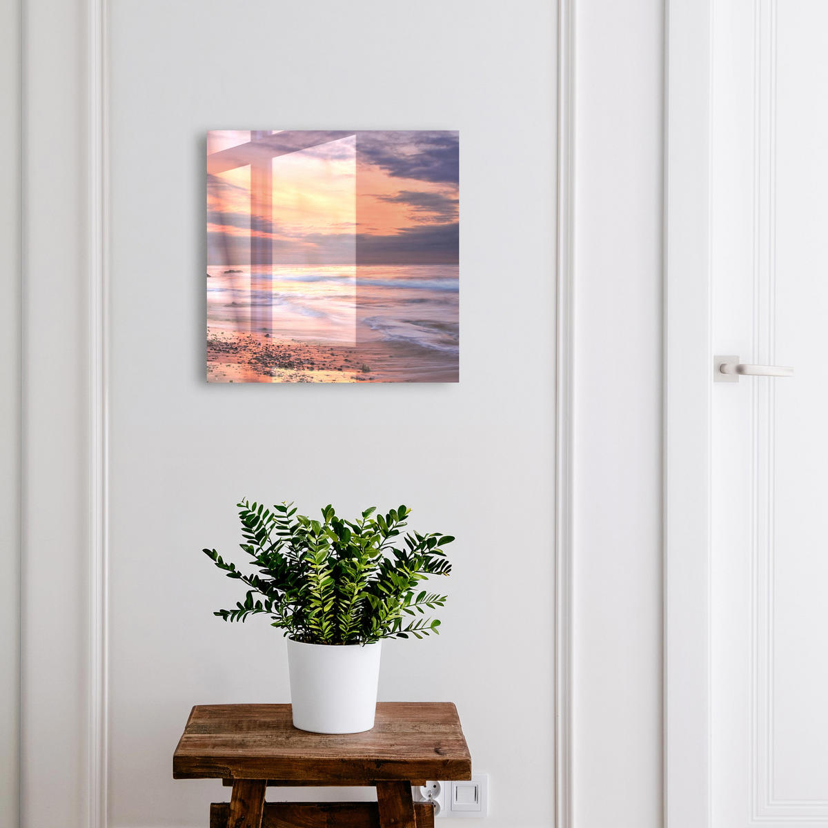 SCHLÜSSELBOX Schwarz 30x30 cm- Türöffnung nach rechts - Sonnenuntergang - Pink, Metall (30/30/5cm) - TULUP