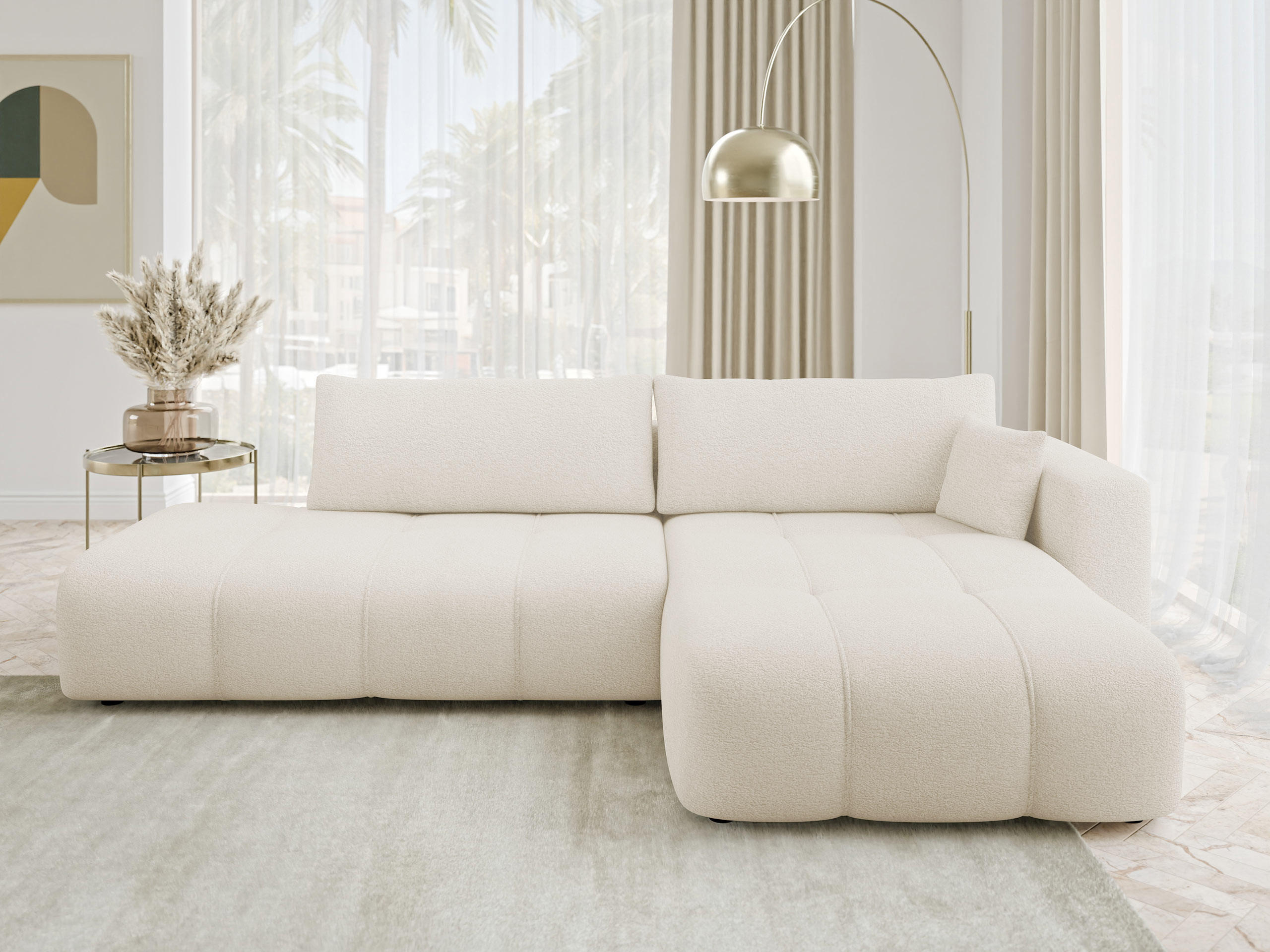 ECKSOFA Furyn O, Seite: Rechts - Creme/Schwarz, Holzwerkstoff/Kunststoff (262/145cm) - MIRJAN24