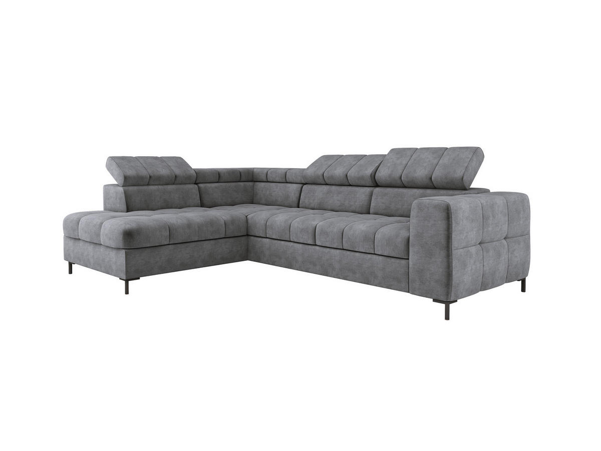 ECKSOFA PABLOS Cloud, L-förmig, Moderne, mit verstellbarem Kopfteil, Schlaf- & Lagermöglichkeiten, freistehend, LINKS 201x279x97 cm Grey - Grau, Holz/Textil (201/279cm) - DomoHome