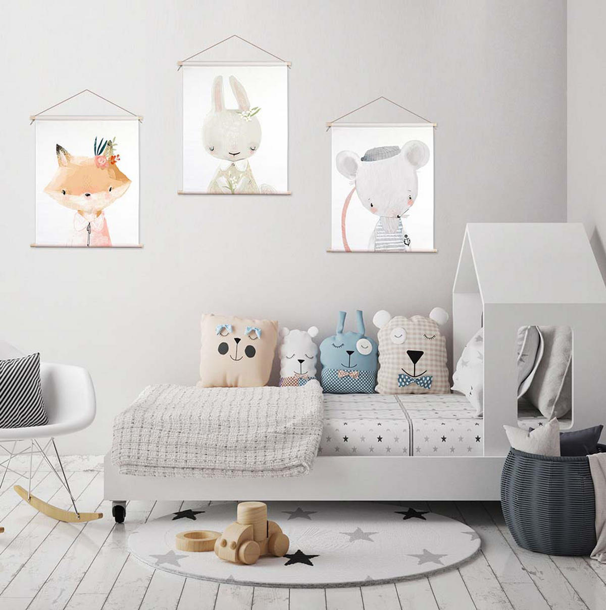 POSTER aus Stoff 40x50 cm Bild Kinderzimmer Fuchs - Beige, Textil (40/50/2cm) - artissimo
