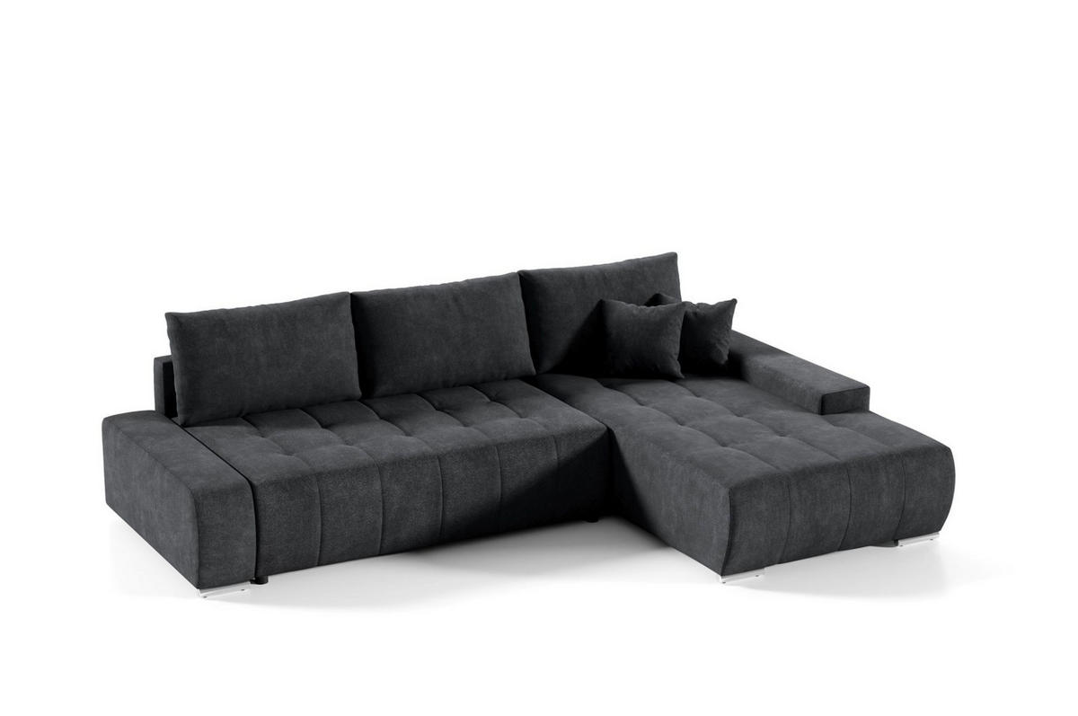ECKSOFA Vogar In Aston - Schwarz, Holzwerkstoff/Textil (265/185cm) - Fun Möbel