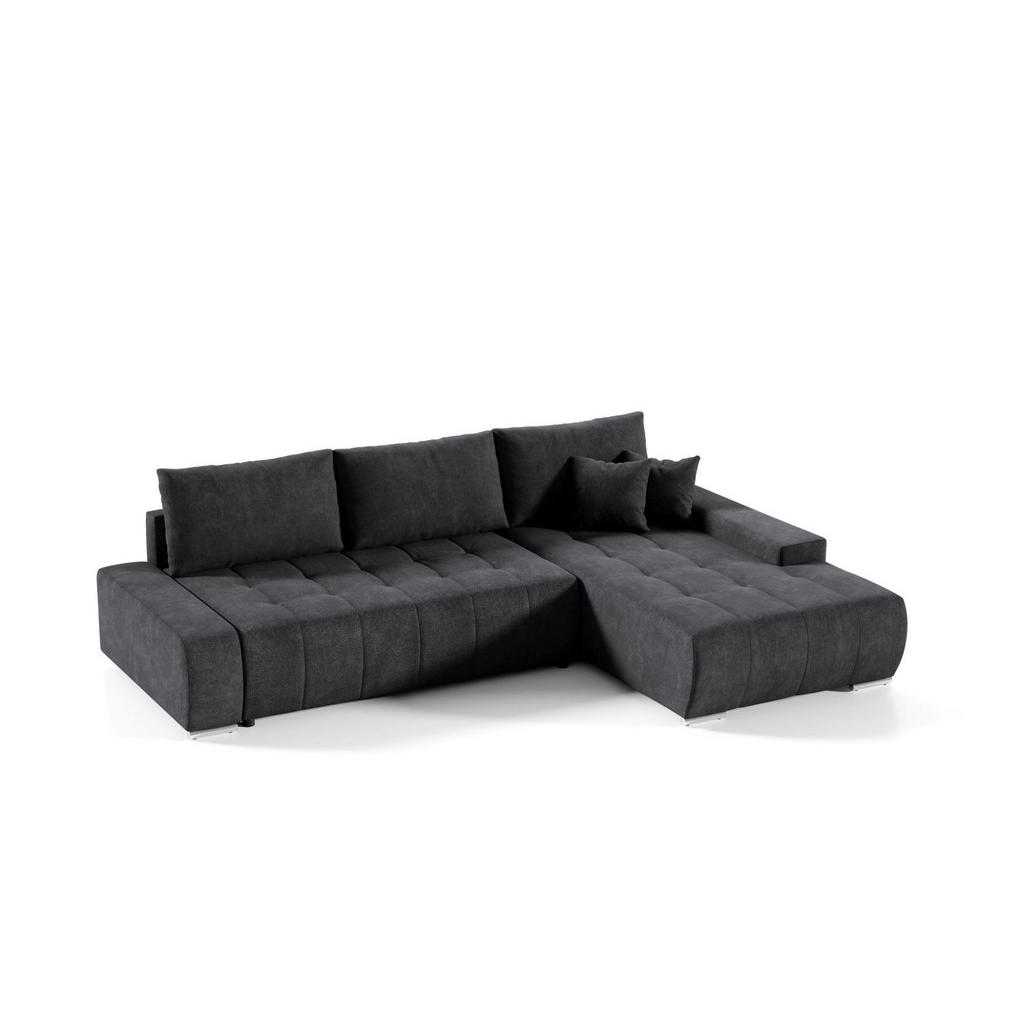 Thumbnail - Fun Möbel Ecksofa, Schwarz, Textil, Ottomane rechts, 265x185 cm, Wohnzimmer, Sofas & Couches, Wohnlandschaften, Ecksofas