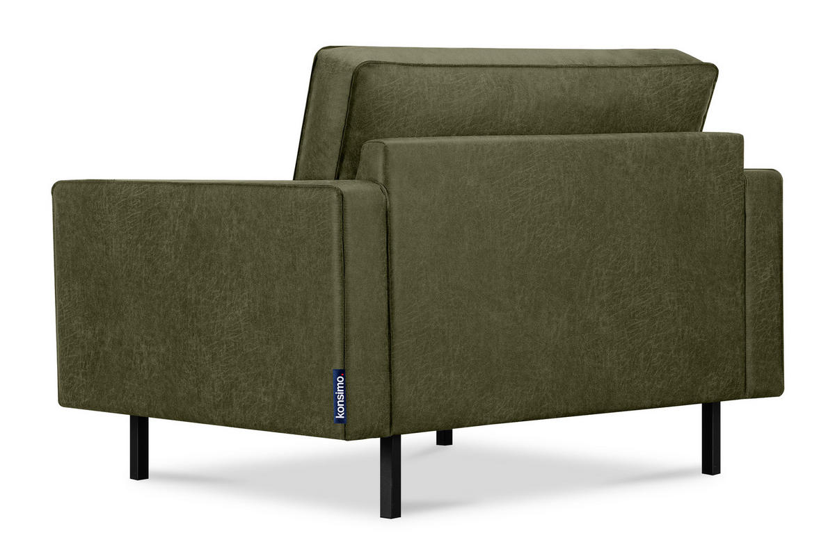 1,5-SITZER-SESSEL INVIA mit Armlehnen vintage, Lederoptik-Stoff, Grün - Schwarz/Grün, Textil (116/87/98cm) - KONSIMO®