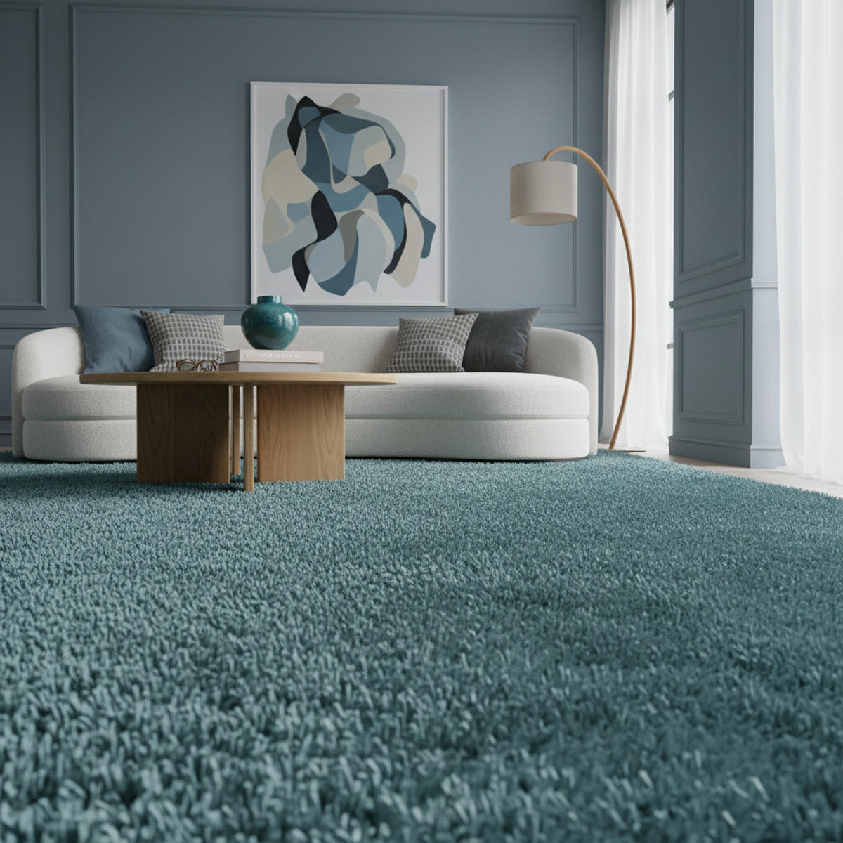 TEPPICH Hochflor Shaggy Uni-Look Polypropylen Wohnzimmer Türkis Läufer 60x110 - Blau, Textil (60/110cm) - KADIMA DESIGN