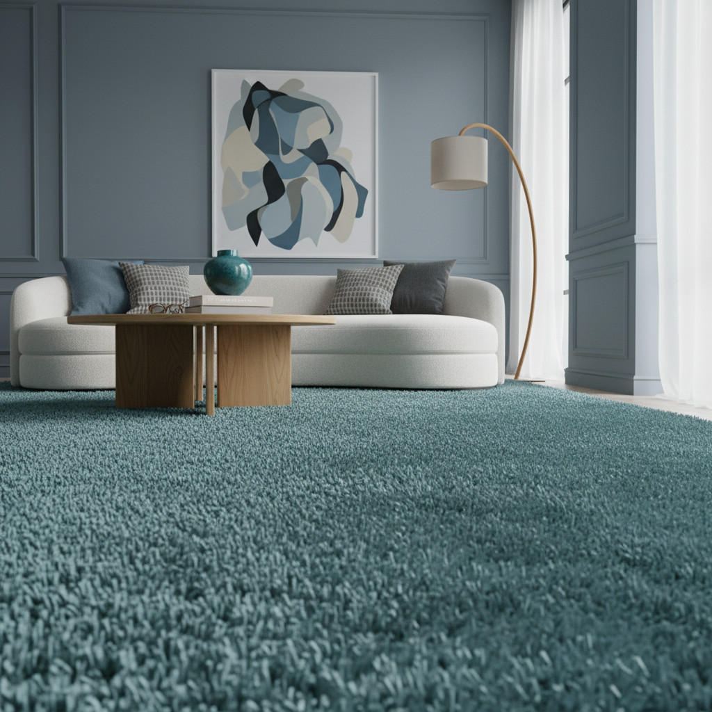 Thumbnail - Kadima Design Hochflorteppich, Blau, Textil, Uni, Rechteckig, 120x170 cm, pflegeleicht, Teppiche & Böden, Teppiche, Hoch...