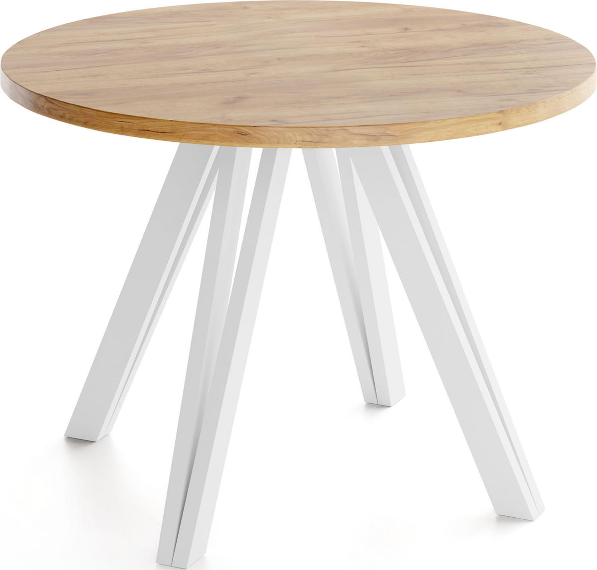 ESSTISCH Ravero runder ausziehbarer, Eiche Braun 100/100/77 cm - Eiche Wotan/Weiß, Holz/Holzwerkstoff (100/100/77cm) - WFL GROUP