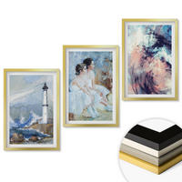 WANDBILDER 3er Set - 40x60 cm Goldrahmen - Leuchtturm-Abstrakte Tänzerin - Goldfarben, Kunststoff (40/60cm) - ArtPrintCave