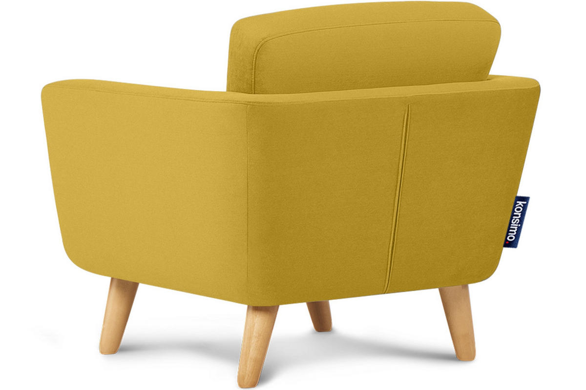 SESSEL TAGIO Massivholz-Beine, Gelb - Gelb/Braun, Buchenholz/Textil (86/80/88cm) - KONSIMO®