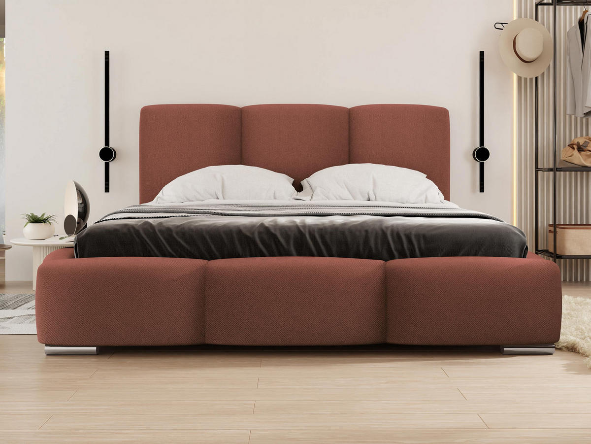 POLSTERBETT Olweria - Chromfarben/Rosa, Holz/Textil (160/200cm) - MIRJAN24