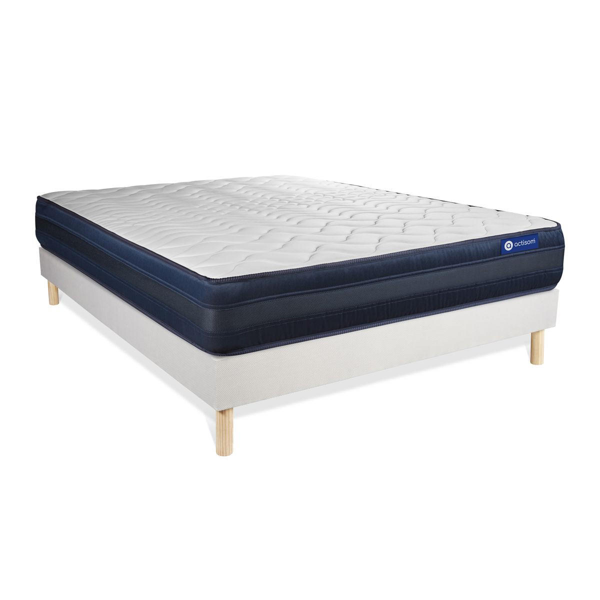 BETT Actimemo tech Memory-Schaum 140 x 210 cm h4 - Kit Bettgestell Weiß - Beige/Weiß, Karton/Holz (140/210cm) - ACTISOM
