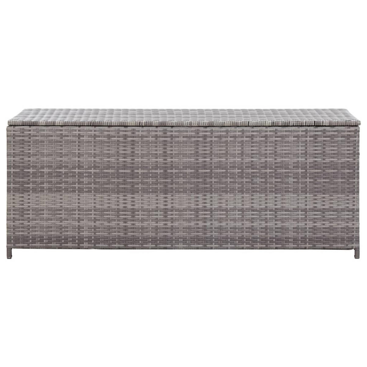 GARTEN-AUFLAGENBOX Grau 150x50x60 cm Poly Rattan - Grau, Holz (150/60/50cm) - furnicato