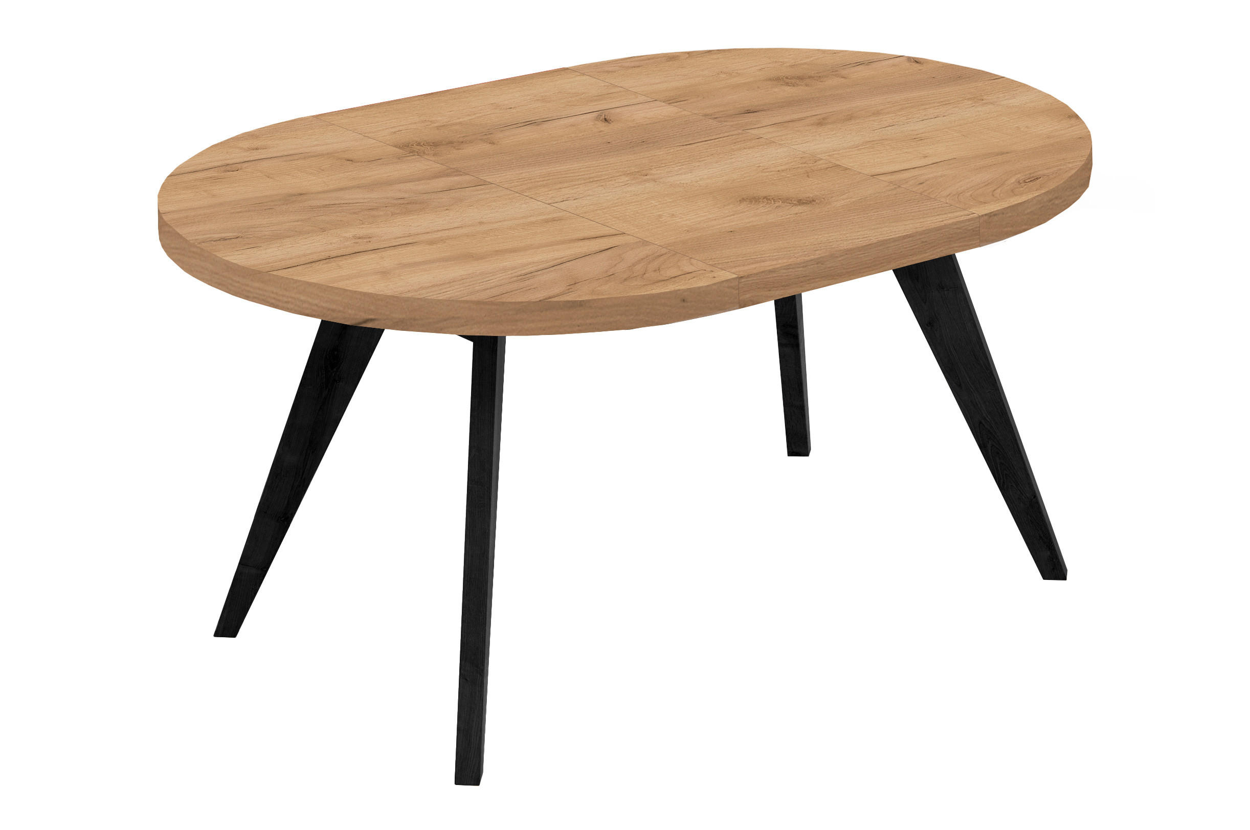 ESSTISCH LORA, Durchmesser: 90 / 140 cm Schwarz / Buche Natur - Buchefarben/Schwarz, Holz (90/140/76cm) - Dekori_Interiors