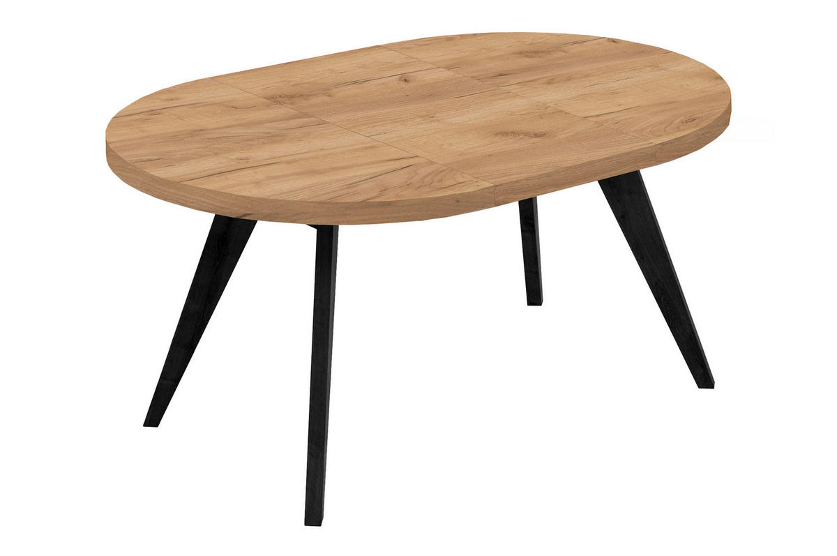 ESSTISCH LORA, Durchmesser: 90 / 140 cm Weiß / Schwarz - Schwarz/Weiß, Holz (90/140/76cm) - Dekori_Interiors