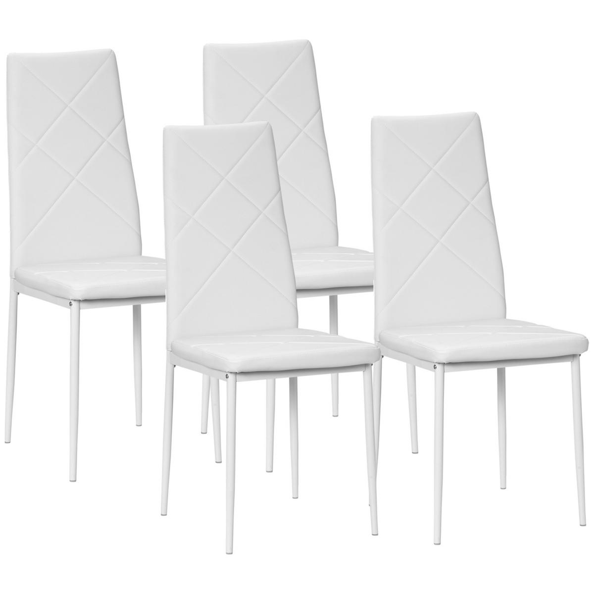 ESSZIMMERSTÜHLE, Kunstleder, Stahl, Weiß - Weiß, Kunststoff (50/97/41cm) - HOMCOM