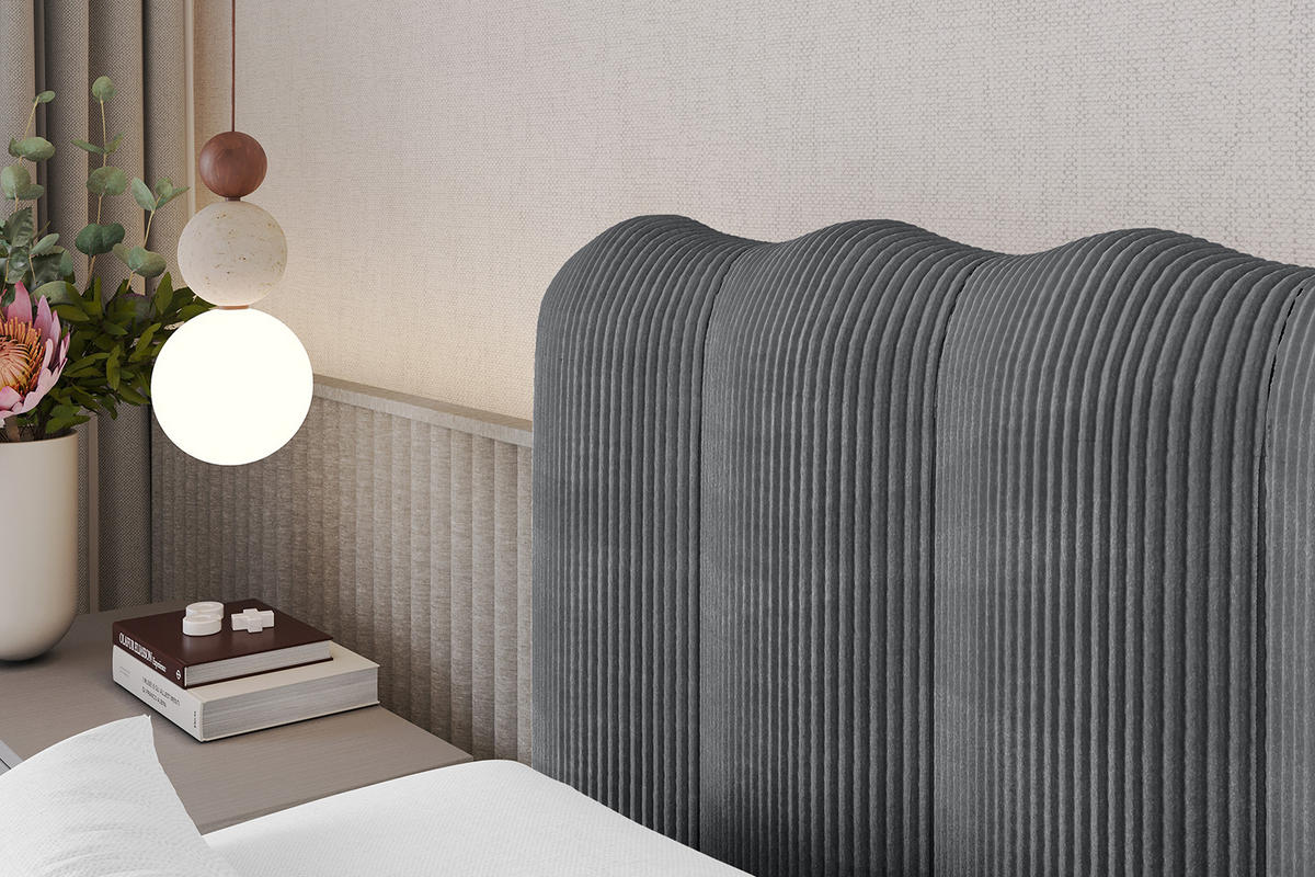 POLSTERBETT mit Bettkasten und Lattenrost, Bett mit Matratze H3/H4 - SORA 180x200 Dunkelgrau - Anthrazit, Holzwerkstoff/Textil (180/200cm) - ALTDECOR