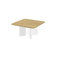 COUCHTISCH quadratisch Eiche Natur - Weiß Hochglanz 80/80/50 cm - Weiß Hochglanz/Eichefarben, Holzwerkstoff (80/80/50cm) - designimpex