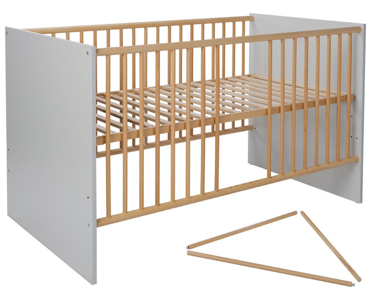 BABYBETT Elina - Eichefarben/Hellgrau, Holzwerkstoff (70/140cm) - arthur berndt