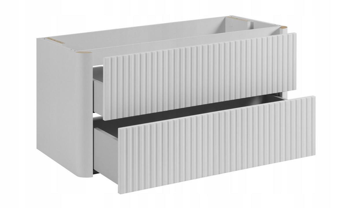 WASCHBECKENUNTERSCHRANK LINEA hängend geriffelt Weiß matt 100/48/44 cm - Weiß, Holzwerkstoff (100/48.4/43.7cm) - Rodan