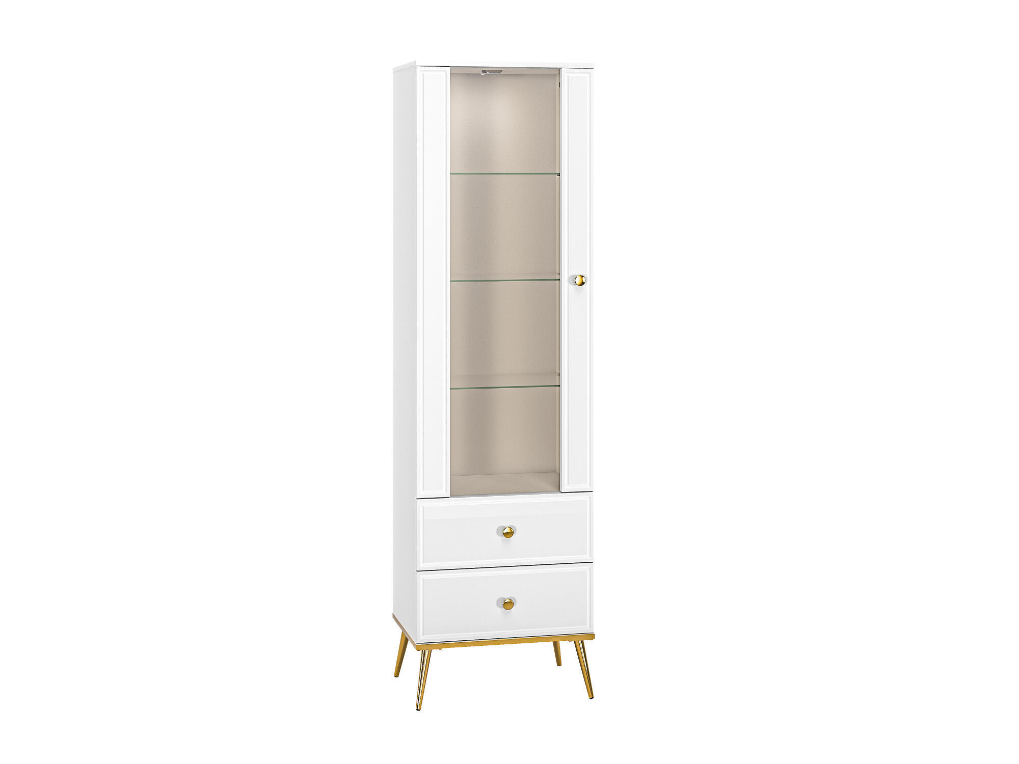 VITRINE GOLDIN Weiß 55x40x190 cm - Weiß, Holzwerkstoff (55/190/40cm) - FURNLUX