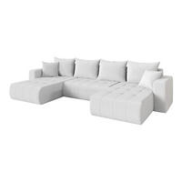 SEDACÍ SOUPRAVA DO U s funkcí spaní a úložným prostorem MILA-U 378x194x86 bílá bouclé - bílá/černá, kompozitní dřevo/textil (378/86/194cm) - ALTDECOR