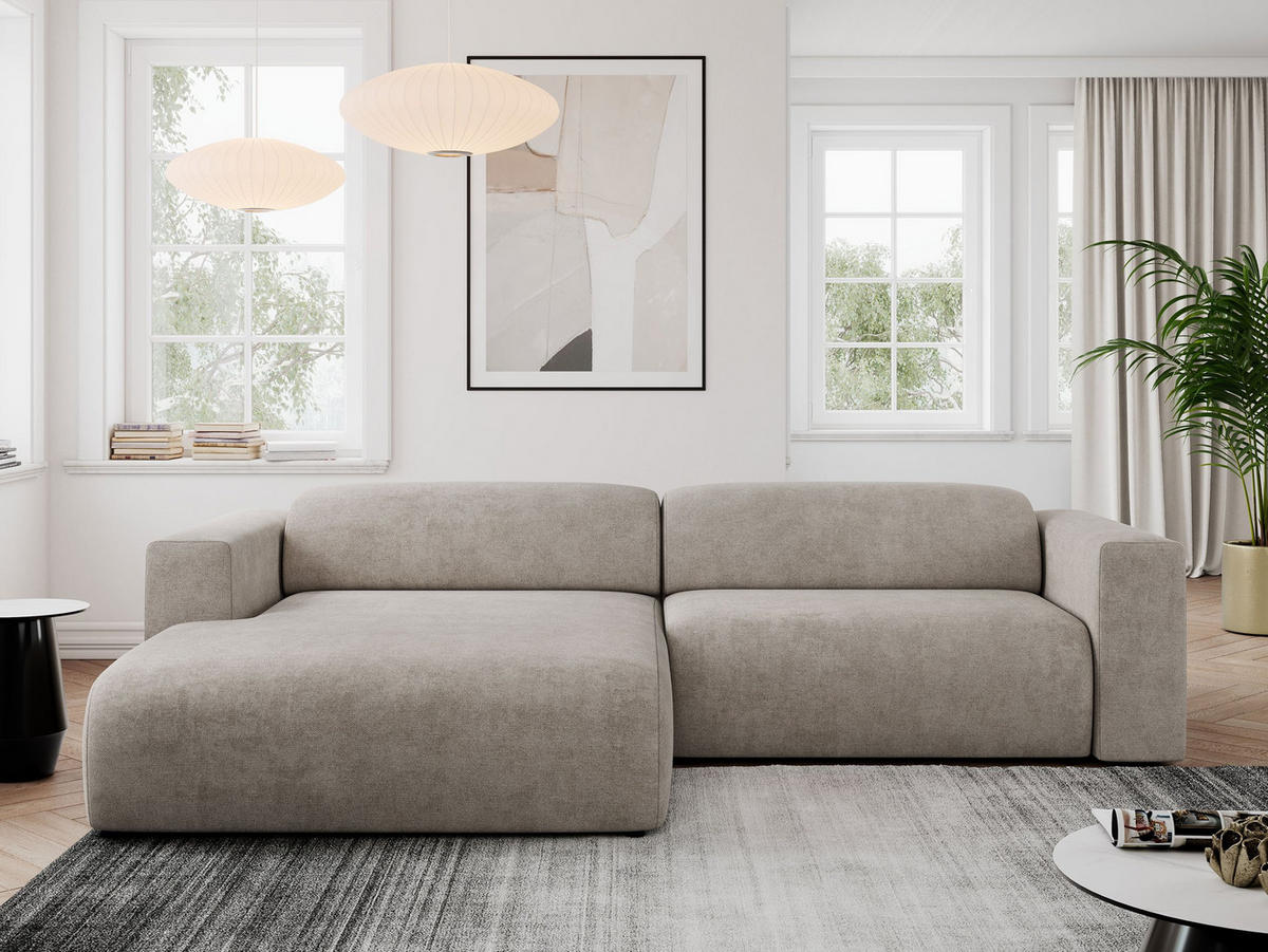 ECKSOFA PASADENA Beige Struktur - Links Seite - Beige/Schwarz, Kunststoff/Textil (288/180cm) - MKS