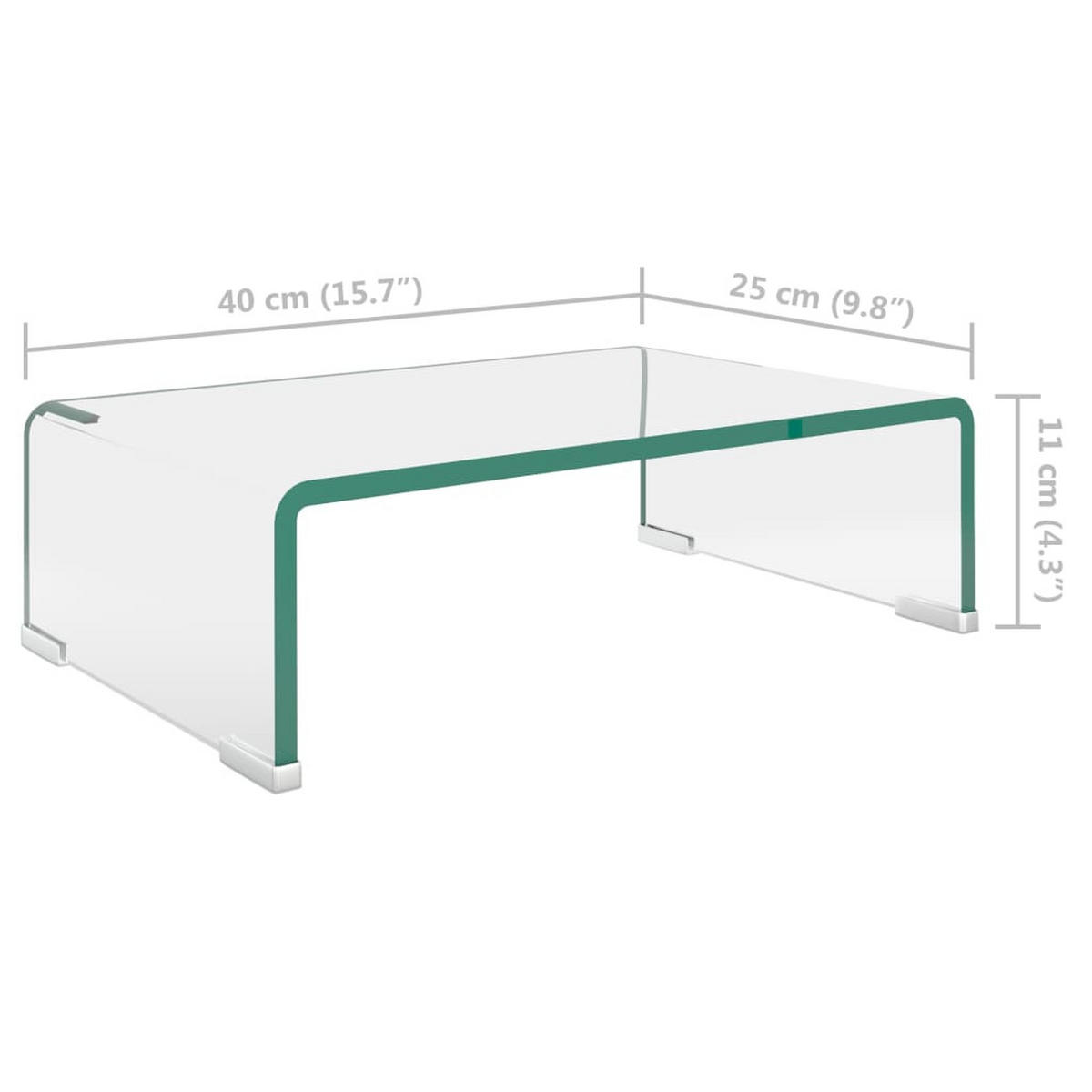 TV-TISCH/BILDSCHIRMERHÖHUNG Glas Transparent 40/25/11 Cm - Klar, Glas (40/25/11cm) - vidaXL