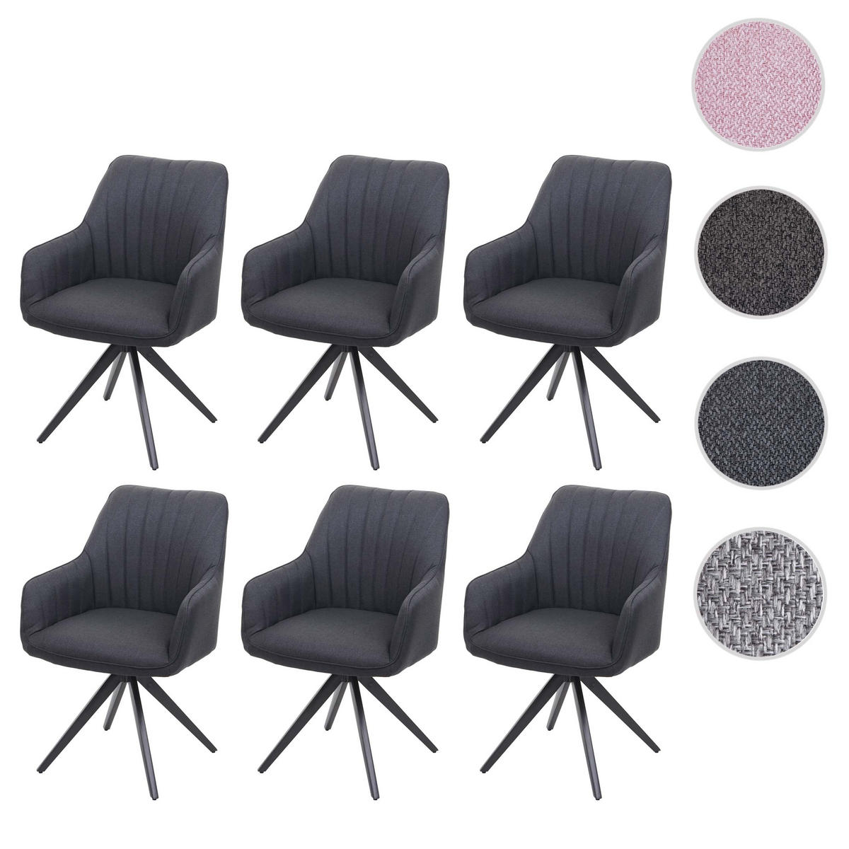 ESSZIMMERSTUHL Anthrazit 6er-Set - Anthrazit, Textil (58/87/62cm) - MCW
