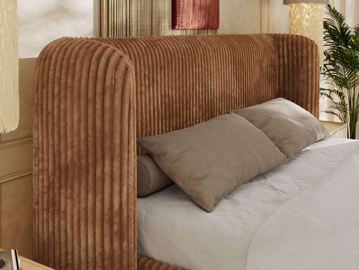 POLSTERBETT EMORA CLASSIC 200/200 - Orange Cord - Multipocket-Matratze - Orange, Textil (200/200cm) - MKS