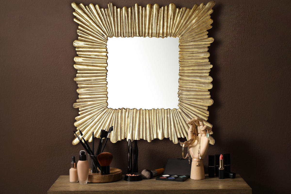 WANDSPIEGEL Quadrat Metall Gold 75x75 cm Moderner Rahmen - Goldfarben, Glas (75/75/3cm) - KADIMA DESIGN