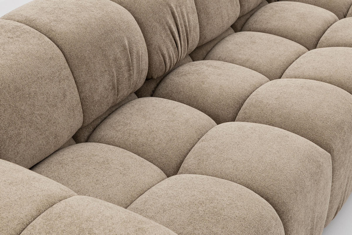 MODULARES Ecksofa MOMENTUM L, Rechts, Breite 282 cm, strukturierter Stoff, Beige - Chromfarben/Beige, Holz/Textil (155/282cm) - Muffo