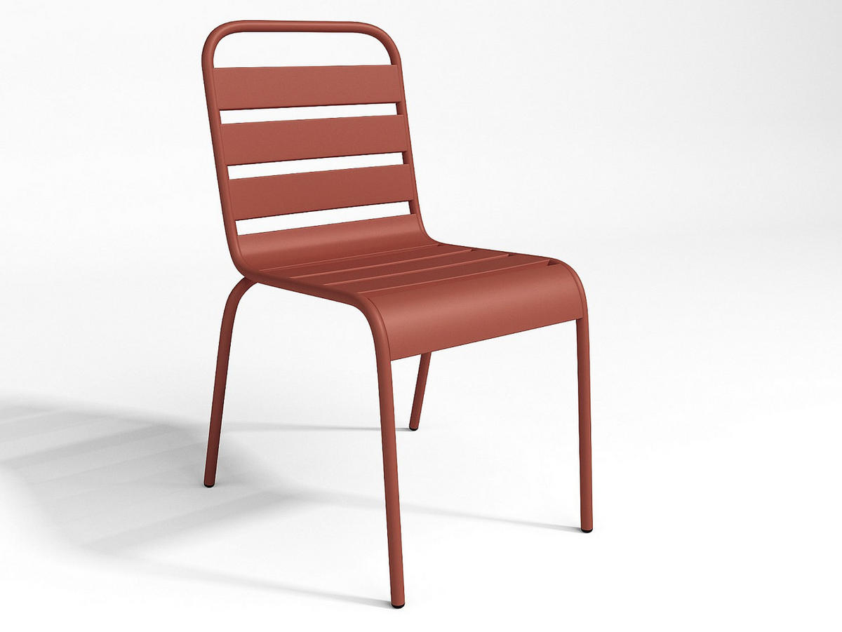 GARTEN-ESSGRUPPE: Tisch L. 200 cm + 8 stapelbare Stühle - Metall - Terracotta - MIRMANDE von MYLIA - Braun, Metall - Vente-Unique